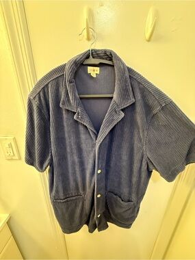 J.Crew Navy Blue Knit SS Button Down Shirt